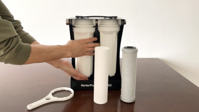 Image of Duo S2 External 2-Stage RV Fresh Water Filter System, High Flow, NSF Housings, 3 /4 inch GHT Stainless Steel Fittings, Reduce Sediment, Chlorine, Odor, Heavy Duty Free-Standing Chassis, White