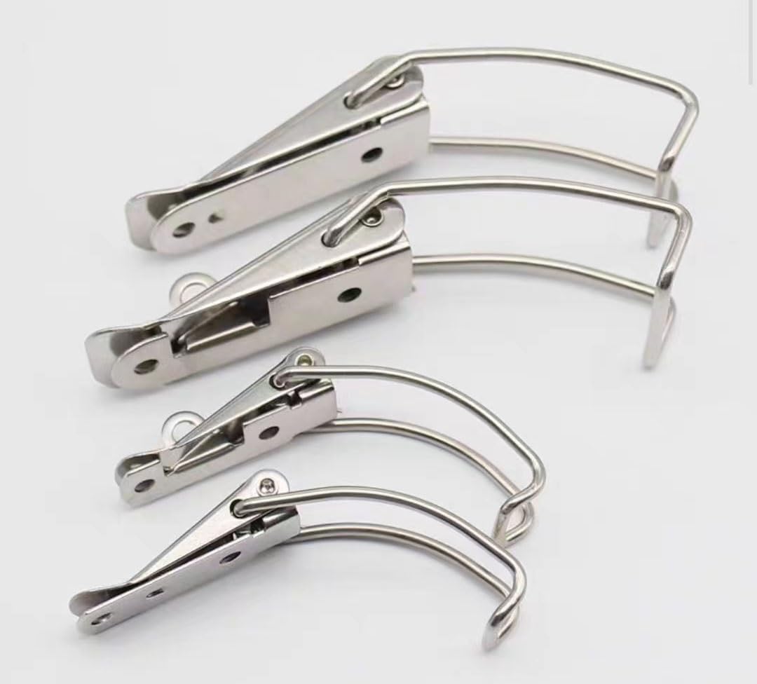 Chiusura a levetta, Chiusura a Molla, 2 Pezzi di Serrature a Molla for armadietti in Acciaio Inox 304, con Chiusura a Scatto, for Porte e finestre scorrevoli(304 Stainless Steel B 45mm)