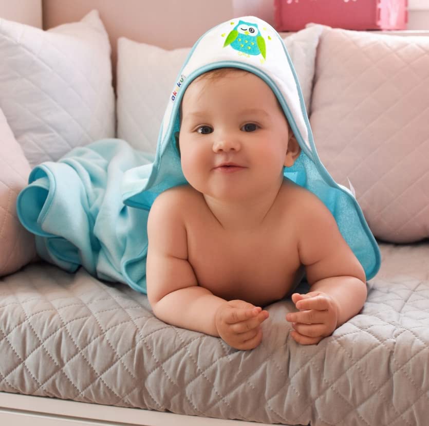 Asciugamano Con Cappuccio Per Bambini Gugxiom - 81.3x134.6 Cm, Velluto Corallo, Assorbente - Elefante Blu - Foto 2