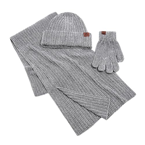 Conjunto de invierno contra el viento frío con gorro de lana bufanda y babero grueso de pareja