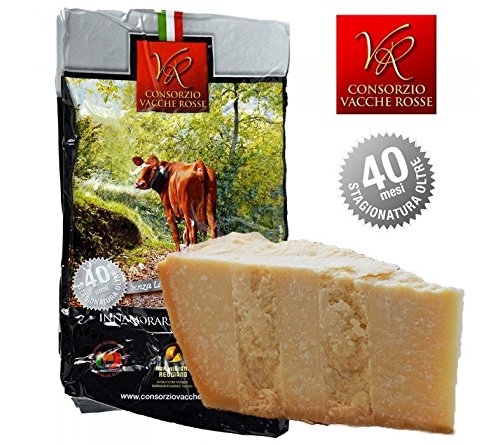 Parmigiano Reggiano PDO Vacche Rosse/Red cows seasoned 40/48 months, 2,2 lbs (kg.1) Produced by Consorzio Vacche Rosse (Red label)
