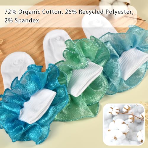 3 Pairs Girls White Ruffle Socks Toddler Double Lace Frilly Pageant Dress Sock for Infant Baby4