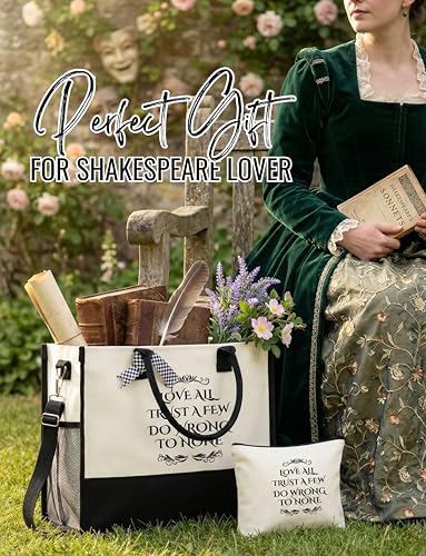 Bolso tote temático de Shakespeare para mujer, con cremallera superior y correa para hombro, ideal para cumpleaños, Navidad y ocasiones especiales miniatura 2