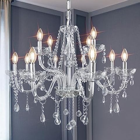 Gorgeous Vintage Crystal Chandelier 12-Lights K9 Large Crystal Candle Chandelier Pendant Ceiling Light Fixture for Living Room Dining Room Hallway Entry Chandeliers W33.5 X H47.2 of CRYSTOP Cover