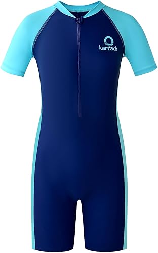 karrack Traje de baño de una pieza para niñas y niños con protección solar UPF 50+