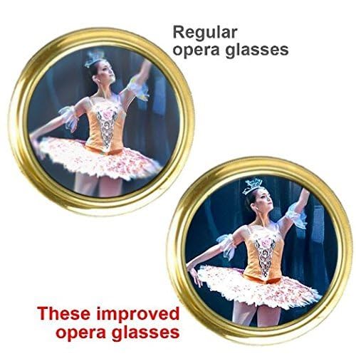 HQRP Theaterglas/Opernglas 3 x 25 mit zentralem focus Weißer Perlmutt mit Goldener Zierleisten von mit Neue Technologie Kristallklar Optik (KKO)