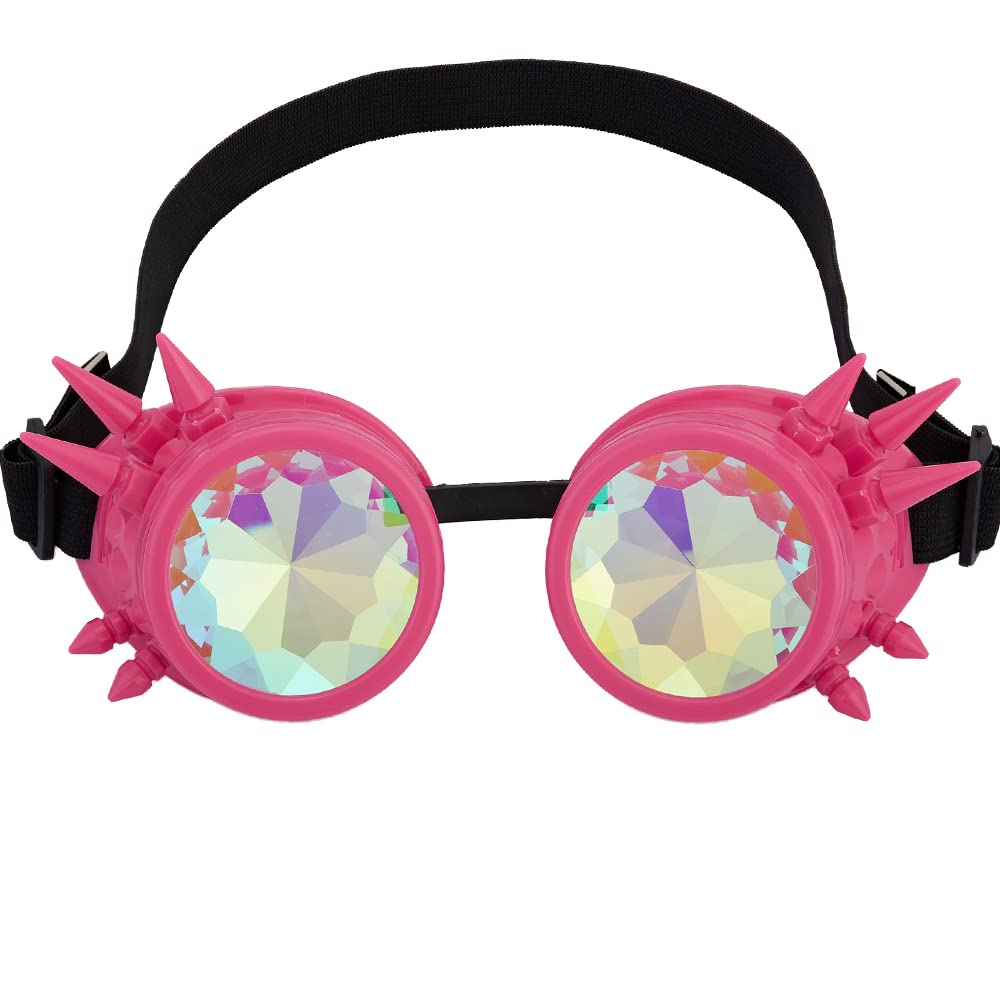 OMGREAT Kaleidoscope Glasses for Raves Steampunk Goggles with Rainbow Prism Diffraction Crystal Lenses