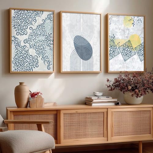 Image of HOTHOUSE Abstract Art Decorative Wall Art Print With Frame Abstract Paintings For Living Room Bed Room Hotel Wall Decor Digital Reprint Set of 3 (13X17 inch)