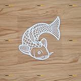 Koi Fish Sticker Decal Vinyl Japanese Chinese - White 5' - for Car Boat Laptop Cup Die-Cut No Background