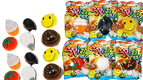 JA-RU Splat Ball - Squishy Stress Balls (12 Assorted Pack) Emoji-Squishy Ball Fidget Pack for Kids and Adults. Party Favor Classroom Treasure Box Prize Birthday Gifts Easter Egg Stuffers. 5303-12