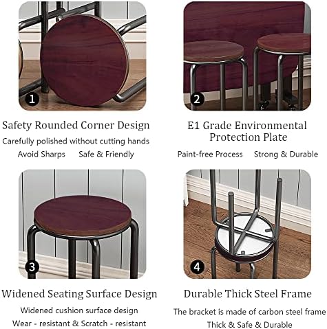 Rukulin Stacking Stool Set - Stackable Nesting Stools/Flexible Seating for Home, Office, Classrooms - Plastic/Metal 17.75" (Pack of 6) Brown