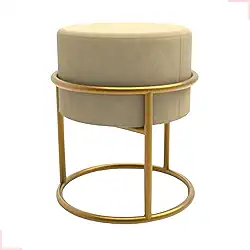 Puff Banqueta Redondo Provador Boutique Camarim Conforto (Bege)