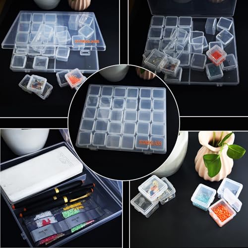Image of 30 in 1 Diamond Art Storage Containers with Lids,Transparent Bead Organizer Box,Diamond art accessories-divided storage box,Jewelry Storage Case, Portable Labeled Trays for Home & Travel