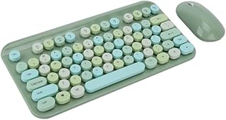 مجموعة لوحة مفاتيح وماوس لاسلكية T93 بتردد 2.4G تضم 75 مفتاحًا، كيبورد محمولة متعددة الألوان مزودة ببطارية وماوس بدقة 1000Dpi من فوريف، أخضر