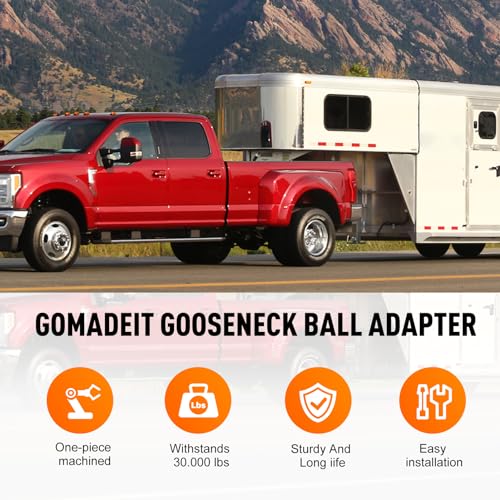 Gooseneck Adapter Hitch 2085295 Kingpin 2-5/16” Gooseneck Ball Adapter fits for Tractor Trailer, Gooseneck Ball Towing Receiver Adapter Black