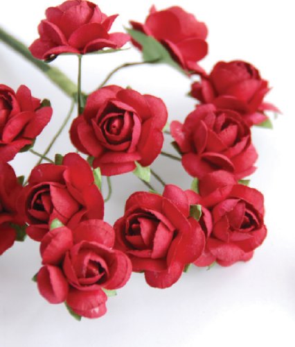 Zva Creative 129009 Mini Rose Bulk Paper Flowers .5 in. - 12mm - 144 Stems-Classic Red
