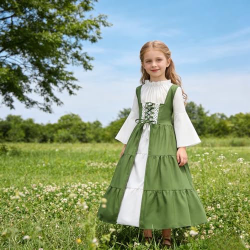 Disfraz Medieval Princesa para Niñas Color Verde miniatura 6