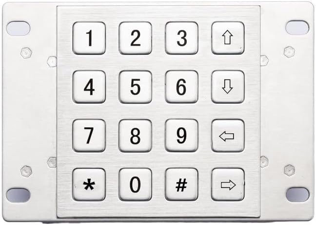 16 Key Metal Industrial Keyboard Waterproof Durable for Harsh Environments for Machinery and Control Systems(USB,Layout 3)