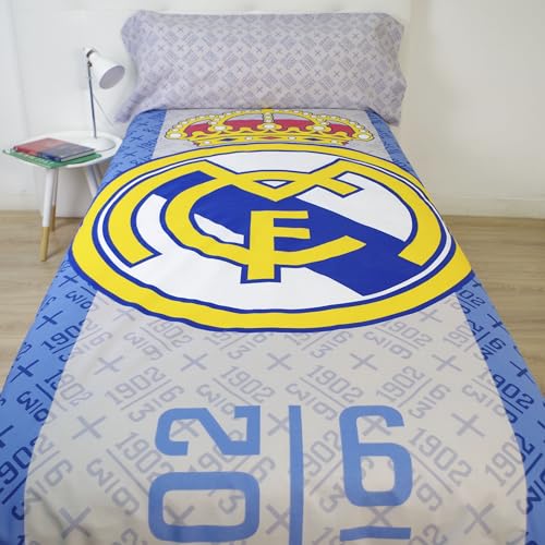 10XDIEZ Funda nórdica Real Madrid 186001 - Colchas Juveniles para Cama Individual