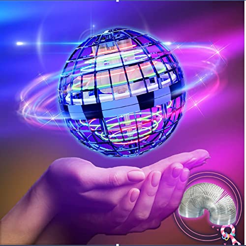 FUTURE VISIONZ Flying Orb Ball Toy Globe 360 Rotating, Soaring Hover Boomerang Spinner Magic Led Lights Mini Drone Flying ,Original Metal Slinky Walking Spring Toy, Fidget Toys for Kids and Adults
