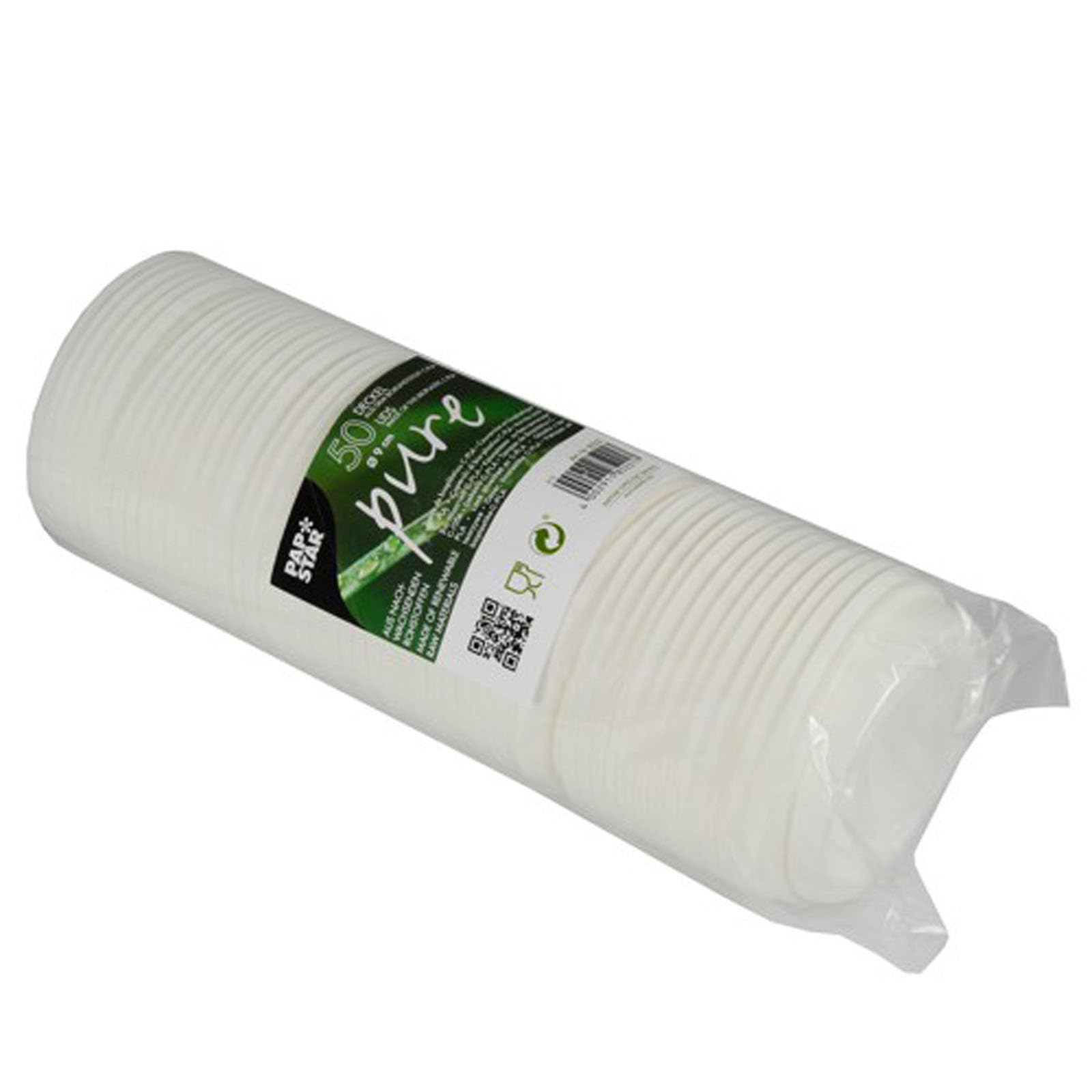 PAPSTAR 1000 Stück Kompostierbarer Deckel für Kaffeebecher Togo Pure, Ø 9 cm Weiss