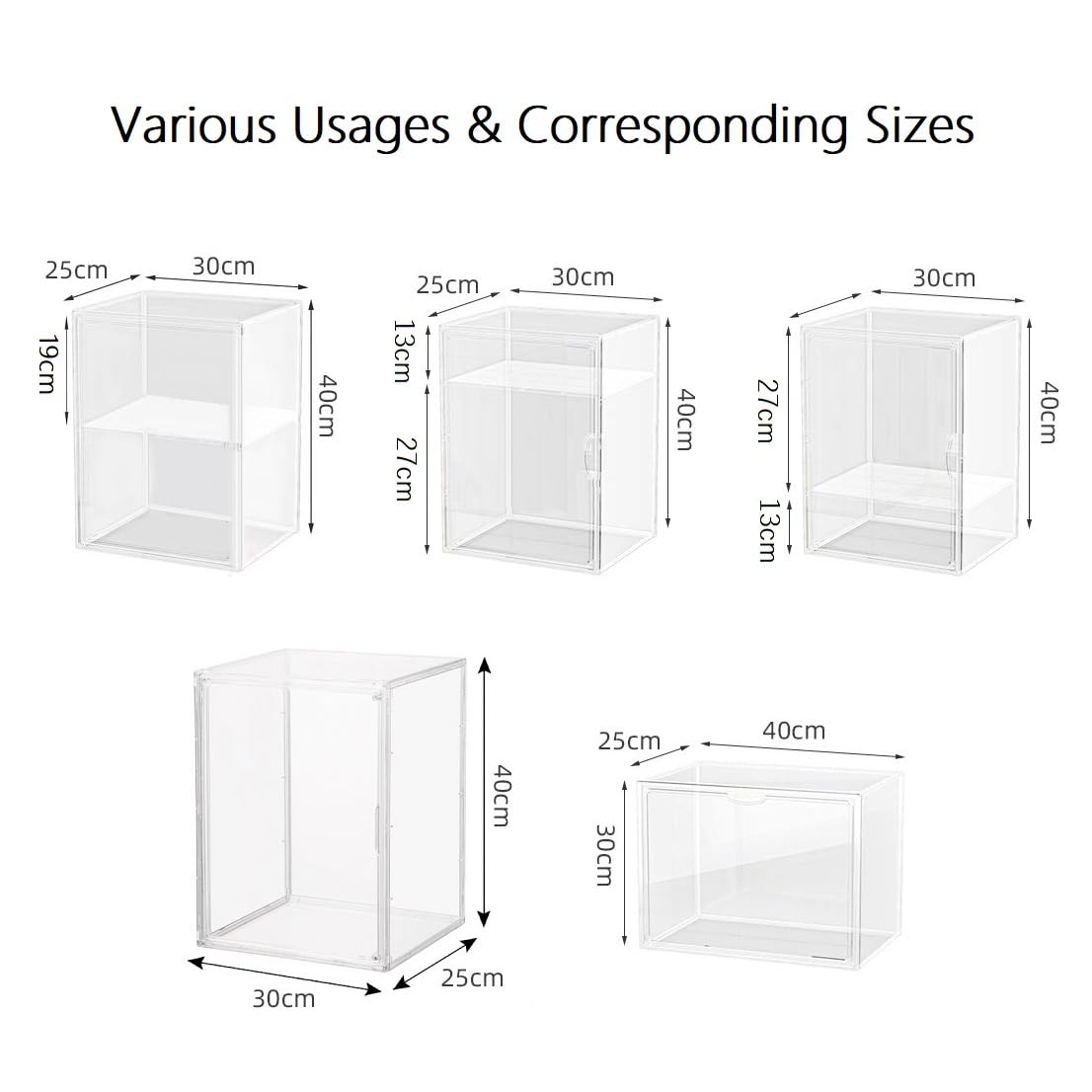 Siyecioa Vitrinas para Colecciones Vitrina Cristal Expositora Metacrilato, Caja de Exhibición de Acrílico Transparente, Vitrina de Muñecas con Puerta para Figuras Coleccionables 2 Estantes(40×30×25cm) — view 6