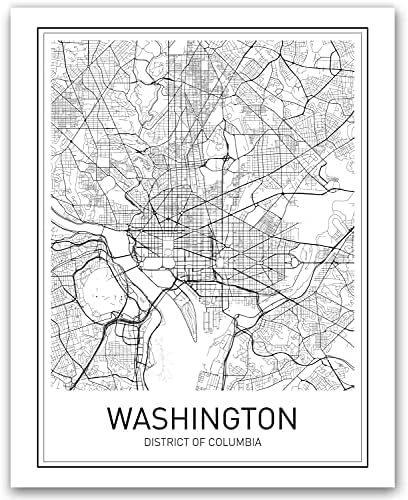 Washington DC Map Washington DC Poster Washington Map Print City Map Posters Minimalist Poster Map Wall Art Modern Map Art Scandinavian Poster Black and White 8x10 Unframed