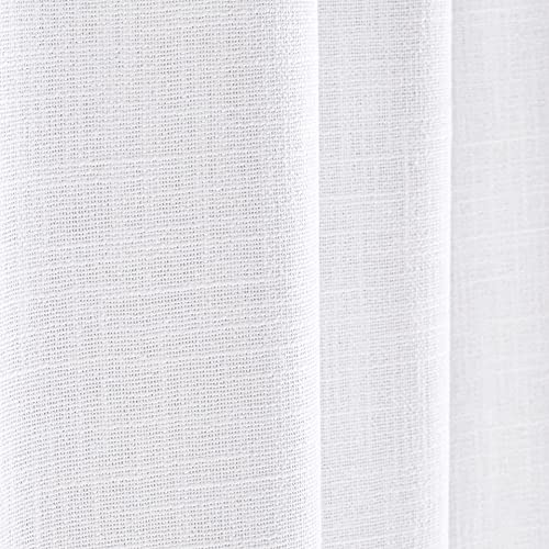 Homidate White Cotton Curtains Set Of 2, Textured Slub Curtain 50X96 Inch,Cotton Curtains,Tab Top Curtains,White Cotton Curtains,White Panel Curtains,Cotton Duck Curtains,Tab Top Curtains #TOP7