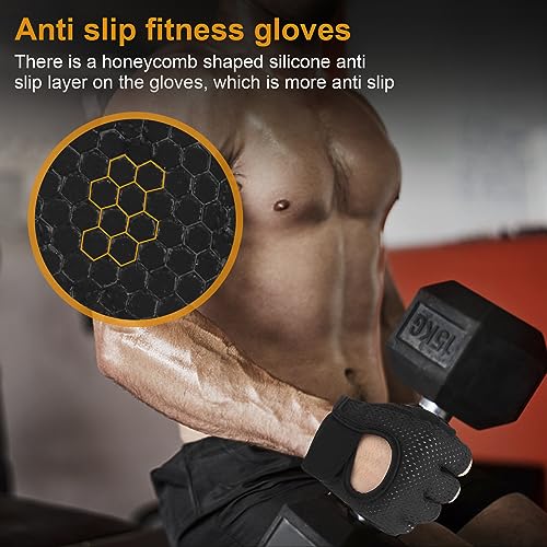 Yasdyri Gym Gloves for Men and Women Breathable Training Gloves with Microfiber Fabric 2 pack No Slip Silicone Padded with Fitness Gloves for Weightlifting Training - Image 4