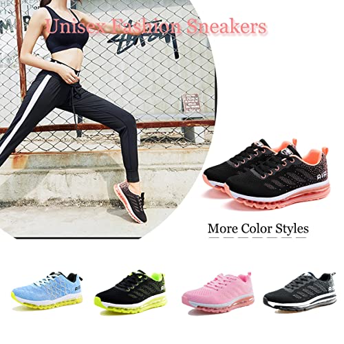 Foto von sotirsvs Herren Damen Sportschuhe Laufschuhe Straßenlaufschuhe Sneaker mit Luftpolster Turnschuhe Atmungsaktiv Leichte Schuhe Black Orange 39 EU