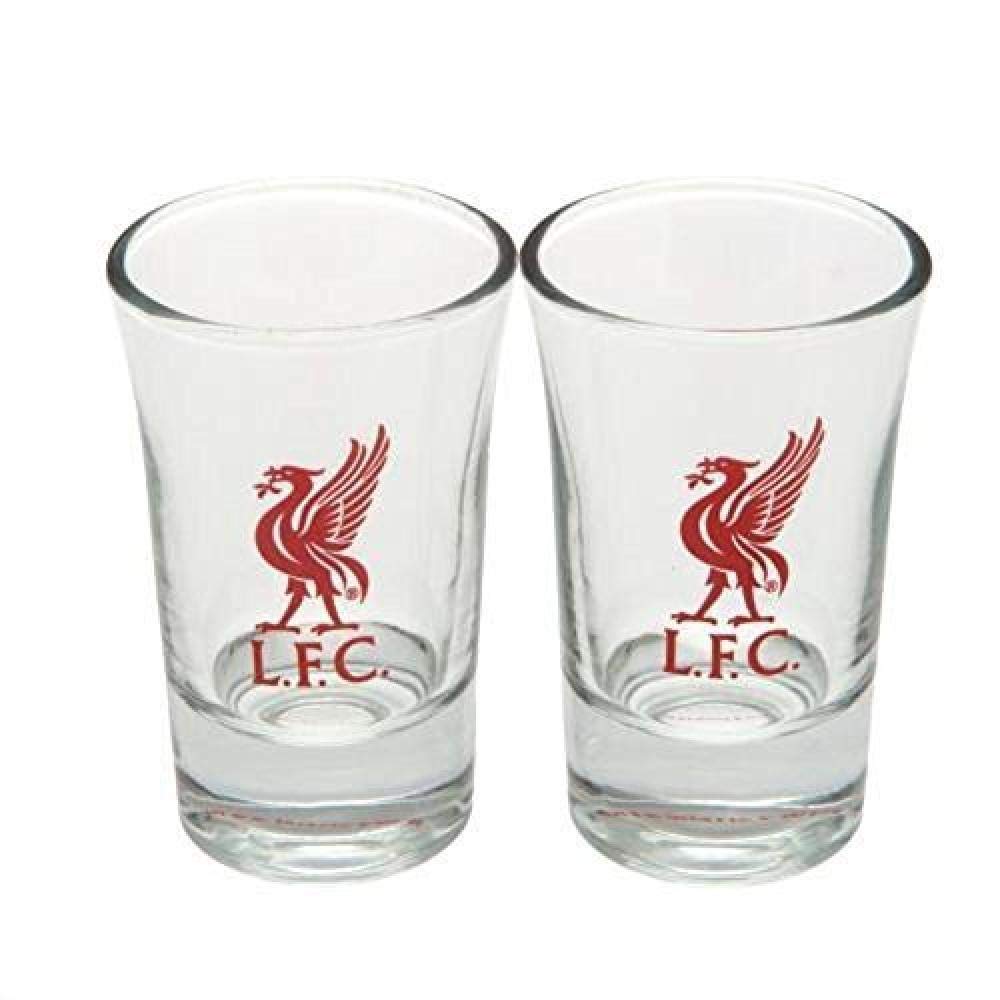 Liverpool F.C. - Shooter Glasses (One Size) (Clear/Red), 2 Pack, Officially Licensed, Logo, Red, One Size