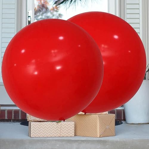 Miniatura 3 de DIWULI Globos rojos XXL  Globos grandes, 2 unidades, globos gigantes XXL, globos gigantes XXL, globos gigantes grandes, globo gigante, globo de