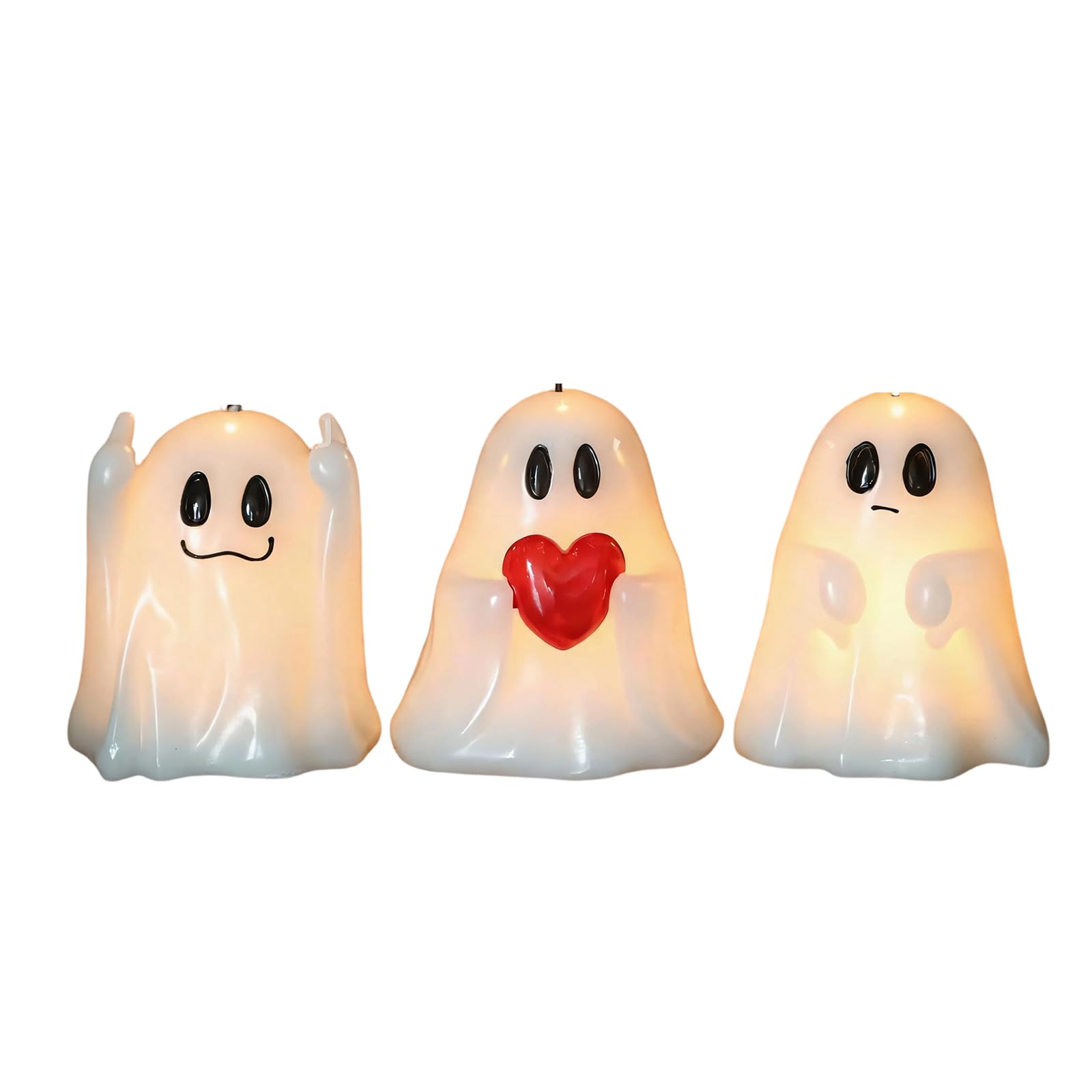 Limtula B Indoor Flameless Decor Set With Halloween Warm Glow For Tabletop Mantel Shelf Window Centerpiece, Home Seasonal Accent Halloween Flameless Set Warm Glow Tabletop Mantel Shelf Window Display
