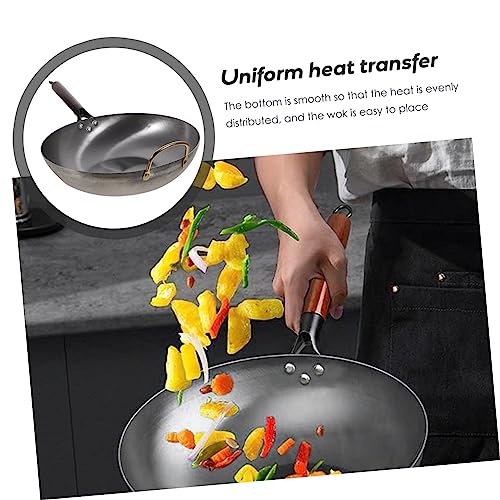 Wok plano de hierro PRETYZOOM con diseño antiadherente miniatura 5
