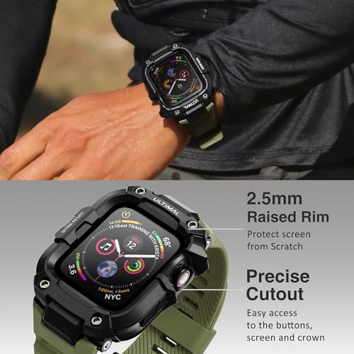 Image of ULTIMAL Rugged Band with Case for Apple Watch 44mm, Military-Grade Shockproof Protective Strap for Men, All-in-One Outdoor Sport Watch Band Compatible with iWatch Series 6 /5 /4 /SE3 /SE2 /SE (Green)