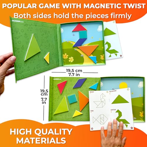 Image of QUOKKA Magnet Game for Kids 3-5 - Tangram Game Kids Ages 4-8 - Travel I Road Trip I Plane I Car Ride - Magnetic Toddler Travel Puzzles
