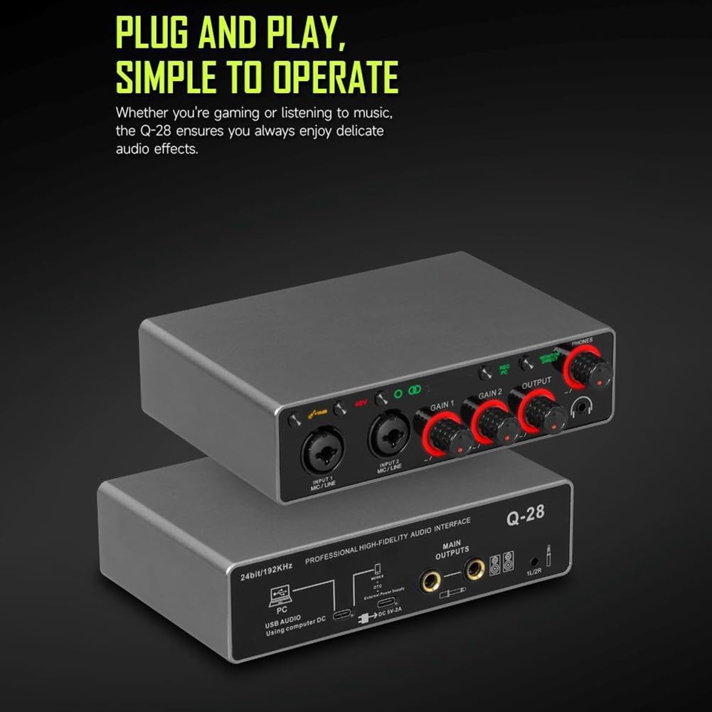 Scheda Audio Portatile per Registrazione Plug And Play, Registrazione su Computer, Interfacce Audio USB per Podcaster, Studio