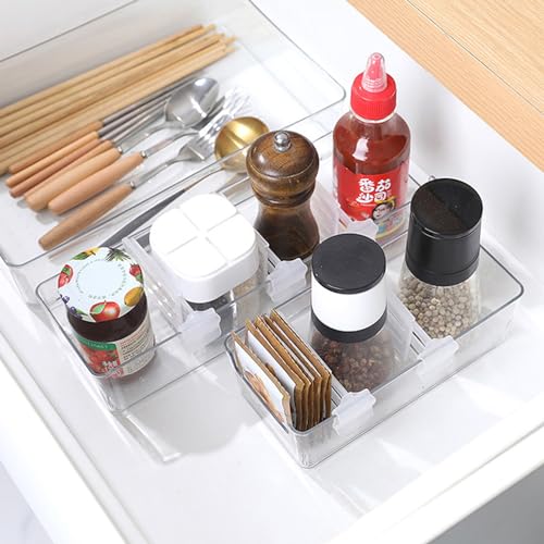 TOPINCN 4Pcs Refrigerator Dividers PP Extendable Fridge Separator Organizer Retractable Refrigerator Divider Clip Adjustable Plastic Organizer Tools (L) - Image 4