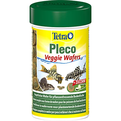 Tetra Pleco Veggie Wafers - Alimento para los peces de fondo herbívoros, con calabacín rico en minerales para mejorar la vitalidad, lata de 100 ml