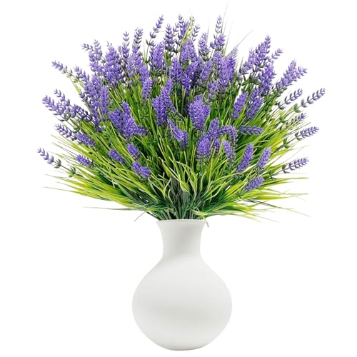 VAIGU:OA 14 Bündel Kunstblumen wie Echt Künstliche Blumen Lavendel Outdoor Wetterfest Balkonpflanzen Frühling Plastikblumen Blumenstrauß für...