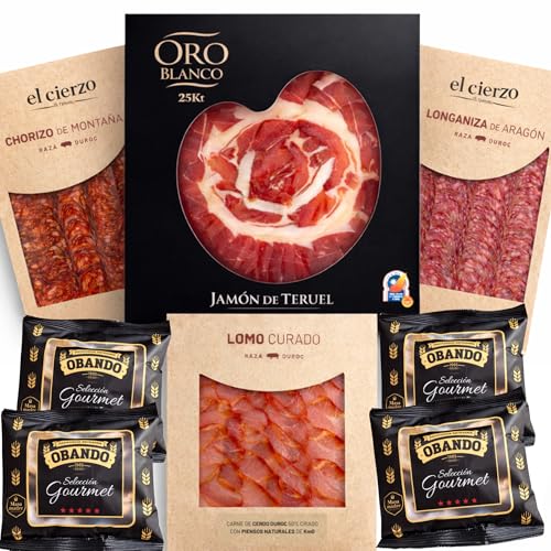 MARIA GOURMET - Präsentkorb Tapas-Abend Feinkost Geschenkset Geschenkkorb - Spanisch Spezialitäten - Delikatessen Geschenkset -Schinken und Würstchen-Box1