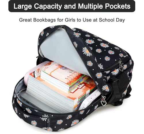 Joyfulife 2Pcs Daisy Backpack with Lunch Box Kids Backpack for Girls School Bags for Elementary Primary Middle School Students - image 3