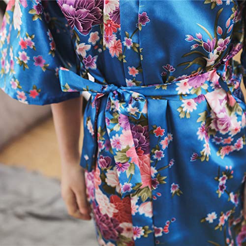 Toddler Girls Floral Silky Kimono Robe Outfits Knee Length 𝐁athrobe For Birthday Spa Kids Girls Cute 𝗣a𝗷amas Coats3