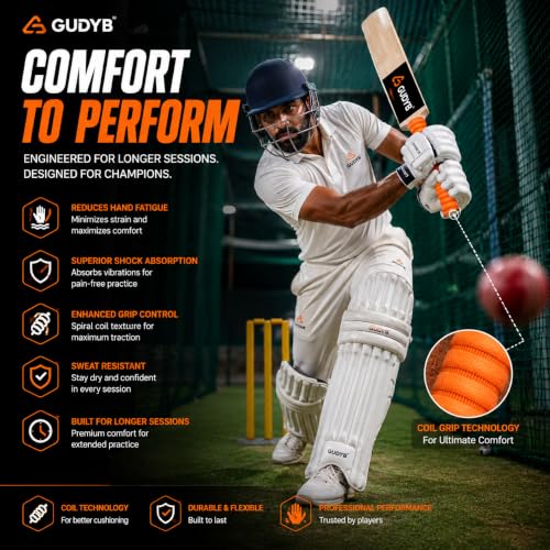 Image of Professional Cricket Bat Handle Coil Fluorescent Grips with Better Shock Absorption | Cricket Accessories Bat Handle Grips, Pack of 1 (Yellow)