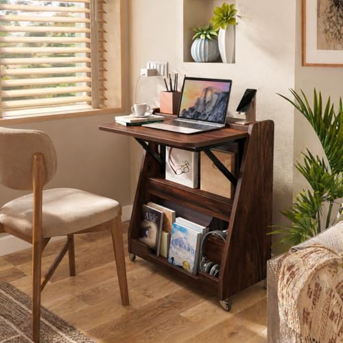 Studio Kook Nora Folding Study Table with Wheels, Junglewood