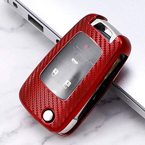 Kelay - Carcasa para llave de coche, 2 botones, compatible con Opel Vauxhall Buick Astra Insignia Vectra Chevrolet Cruze Aveo Spark Captiva Orlando Rojo carbono