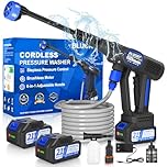 Idropulitrice Portatile a Batteria con Collegamento a Rubinetto Diretto, Ugello 6 in 1 e Controllo Pressione Regolabile per Giardino, Auto e Pulizie Esterne