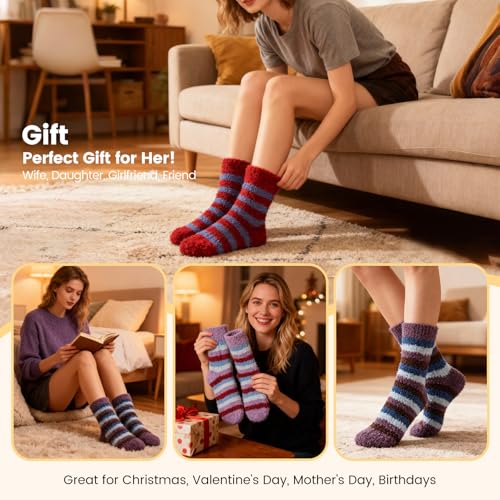 Image of Womens Fluffy Fuzzy Socks,Winter Cozy Soft Warm Socks Gifts for Womens | Soft Comfortable Warm Womens Fluffy Fuzzy Socks