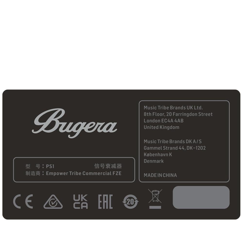 Bugera POWER SOAK PS1 Attenuatore di potenza passivo da 100 Watt per amplificatori per chitarra e basso con uscita microfono emulata