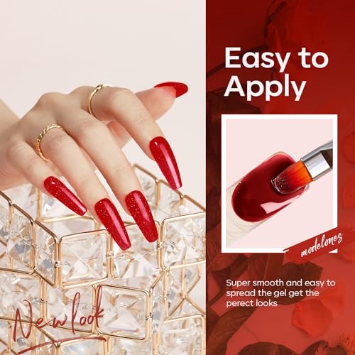 Image of modelones Poly Nail Gel Set 6 Colors Popular Red Collection Bright Wine